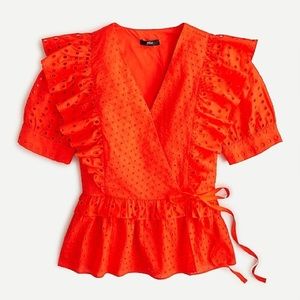 NWT J. Crew Ruffle Wrap Eyelet Top - sz L